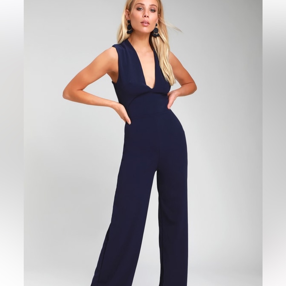 Lulu's Navy Blue Jumpsuit